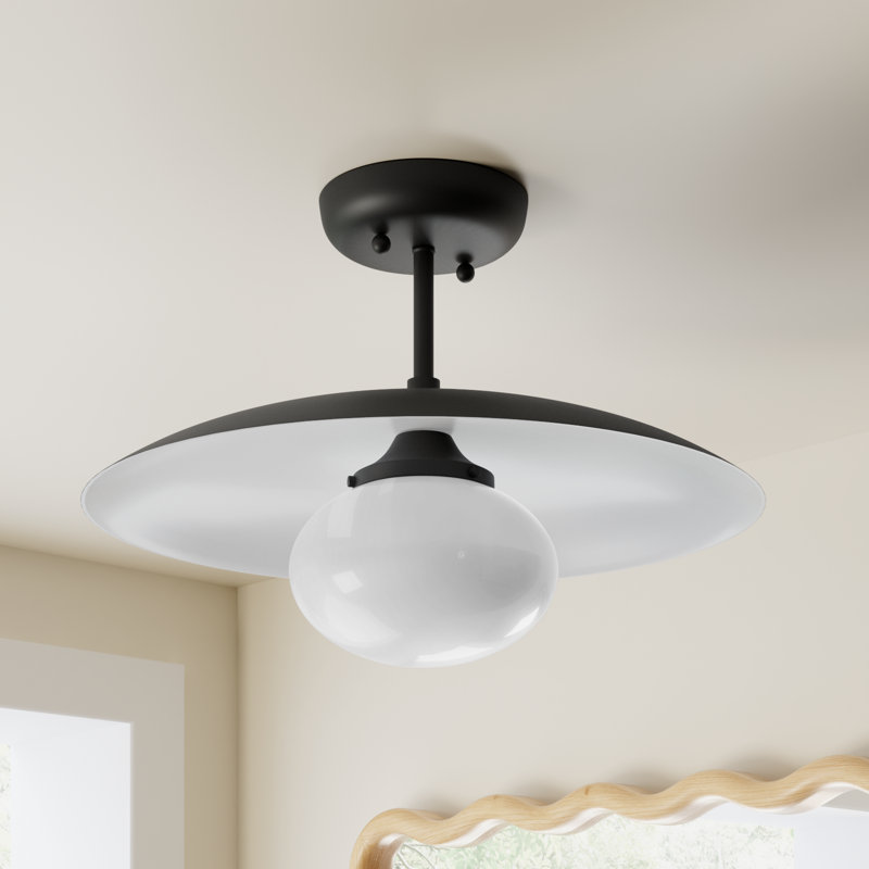 Del Semi Flush Mount, Black