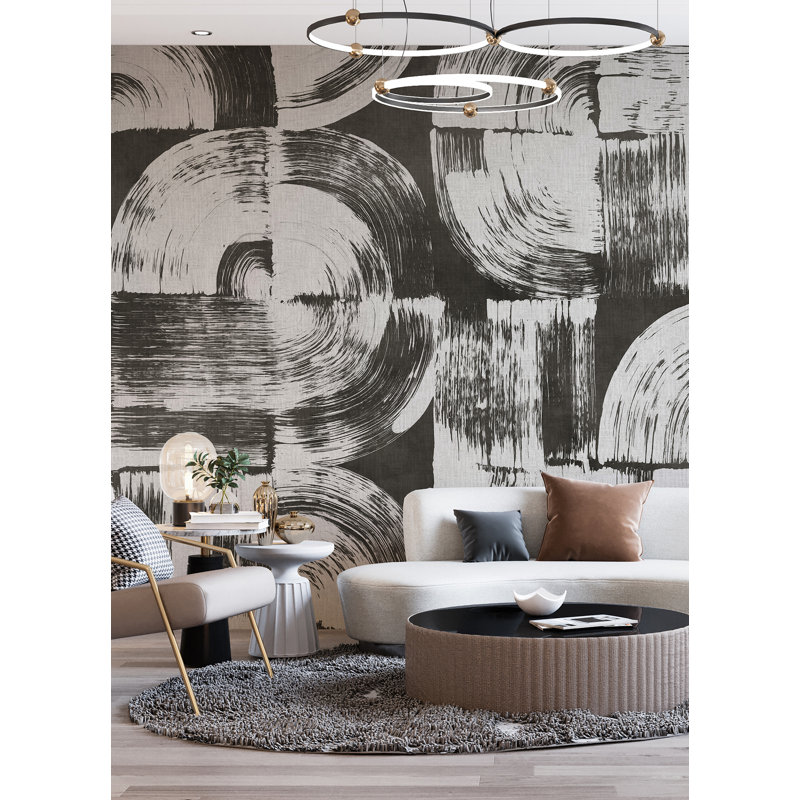 Murale gris anthracite Brushstrokes, Noir