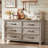 Farmhouse Grey 6 Drawer Dresser for Bedroom, 54 inch Wide Vintage Large Chest of Drawers with Square Wood Legs, Rustic TV Console for Living Room, Wooden Storage Closet Dressers for Home-1722810483