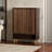 Julio 2-Door Shoe Cabinet in Walnut Brown and Gold Finished Wood, 45.62'' H X 31.43'' W X 13.28'' D