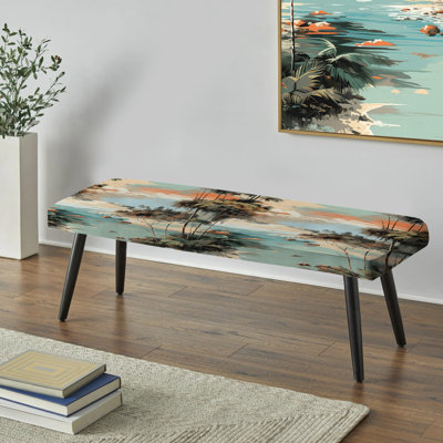 Serene Coastline Tropical - Banc rembourré noir Coastal