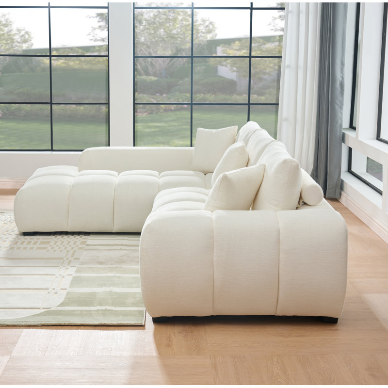 Swapan Modern Chenille Couch Sofa Sectional with Deep Tufted Seat