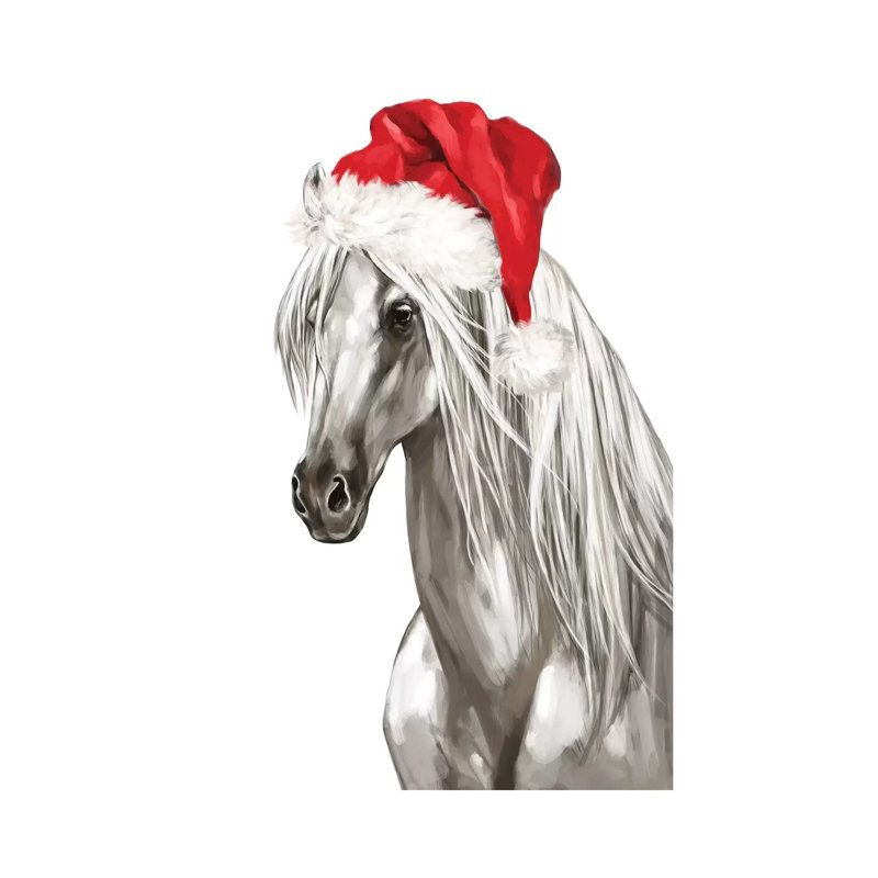 Christmas White Horse by Big Nose Work - Wrapped Canvas Print, 66.04 cm H x 45.72 cm W x 1.91 cm D