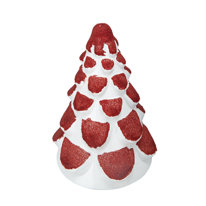 Glittered Christmas Tree Décor - 6.5" x 6.5" x 11'' - Red, White