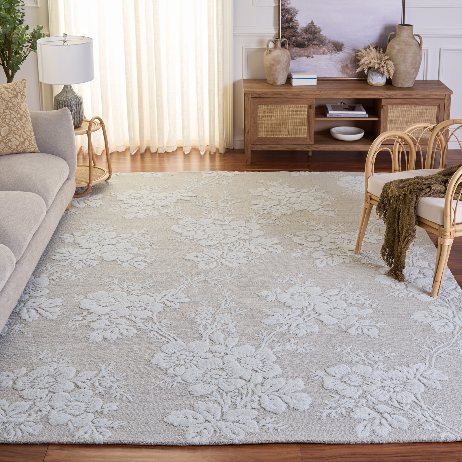Hand-Tufted Wool Floral Rug, Rectangle 8' x 10'