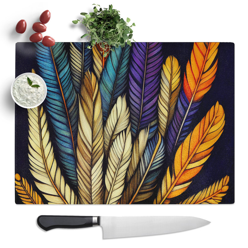 Unreal Bird Feathers  Glass Chopping Board