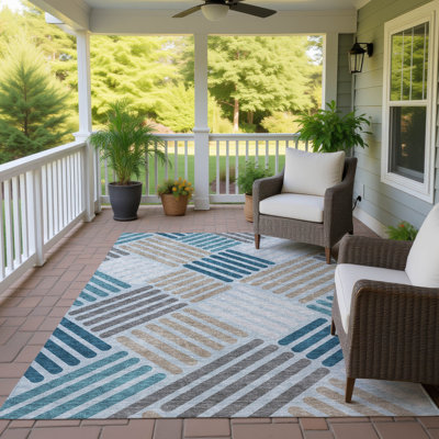Tapis géométrique intérieur / extérieur lavable à la machine Bourkelands ACN2339