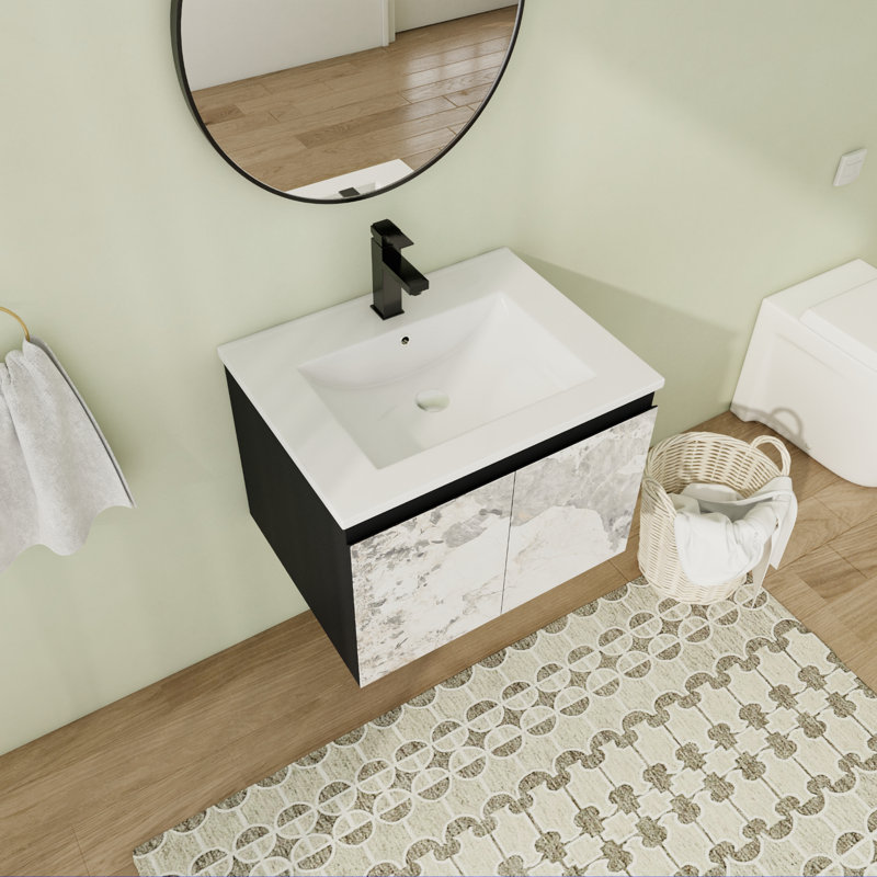 Meuble-lavabo mural 24 po avec comptoir en céramique