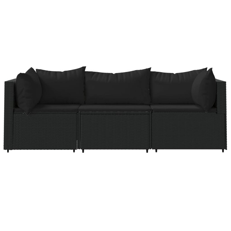 24.8'' Wide Patio Sectional Set with Cushions, Black, Black