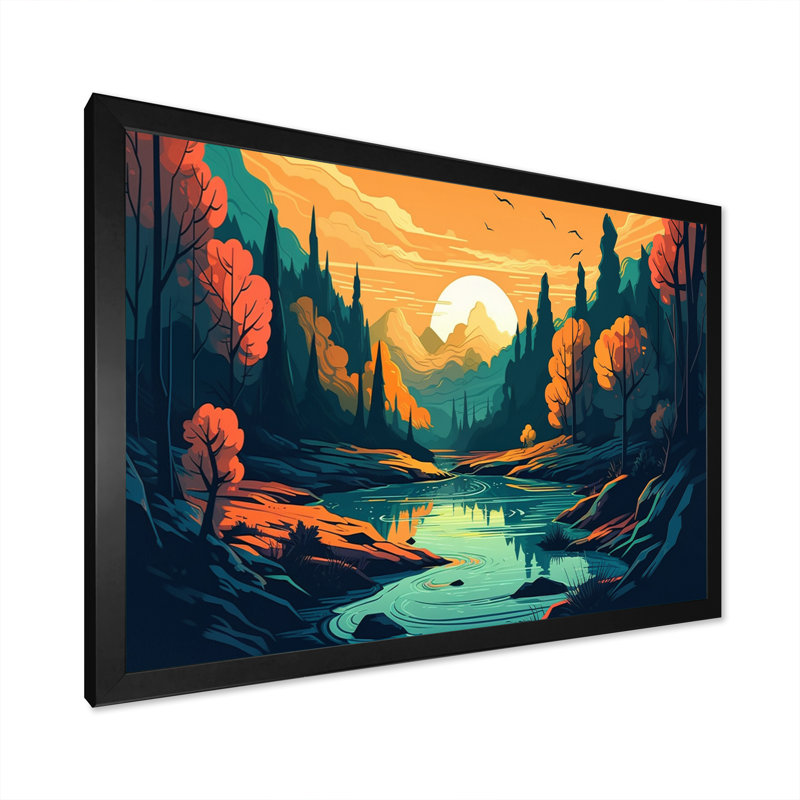 «Beautiful Stream at Sunset I», reproduction, Cadre photo noir, H 12 po x l 20 po x P 1 po