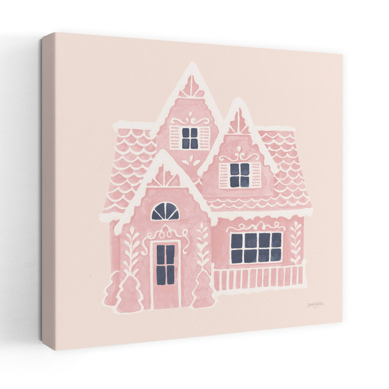 Gingerbread Dream House Ii Pink Square Contemporary Art, 18" H x 18" W