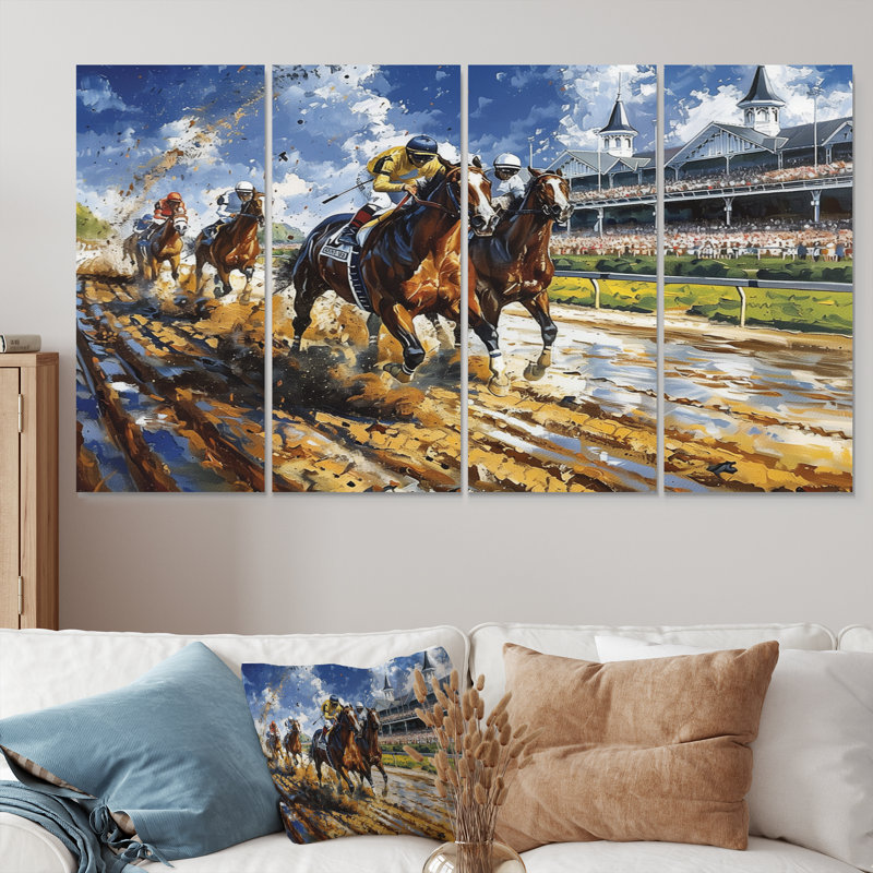 Ensemble de salon Marlyin - Horse Racing Wall Art, H 32 po x l 64 po