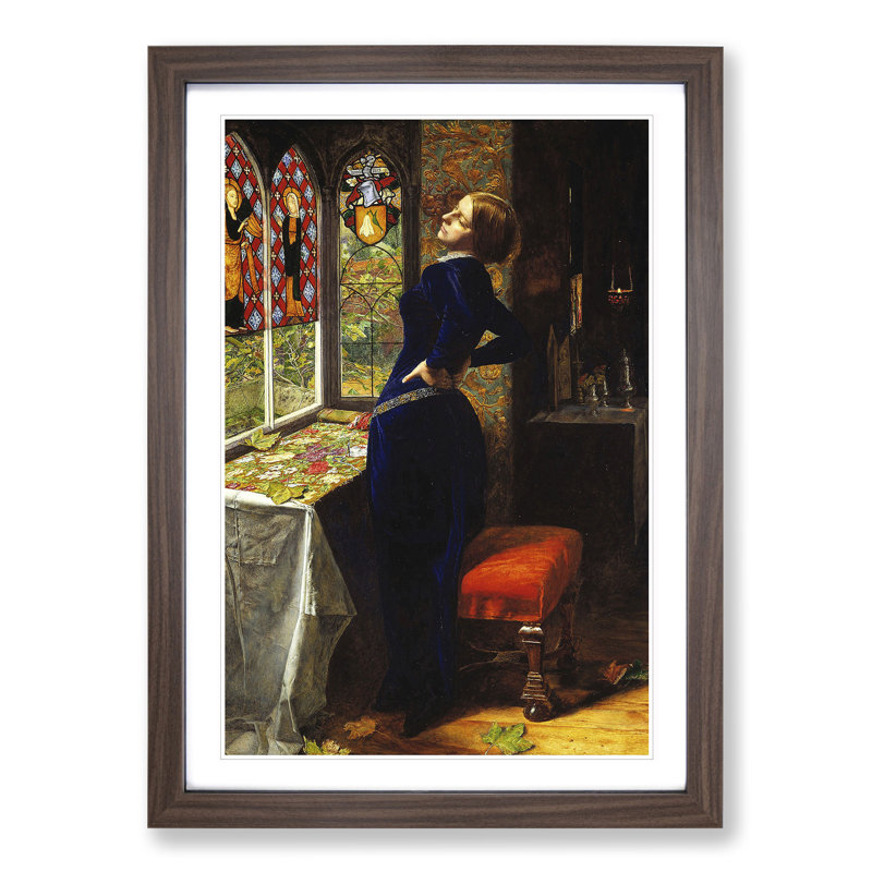 Mariana by John Everett Millais - Picture Frame Painting, 48cm H x 36cm W x 2cm D, Walnut Framed