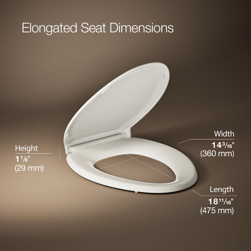 Rutledge® Quiet-Close with Grip-Tightelongated Toilet Seat, Biscuit, Ready Latch