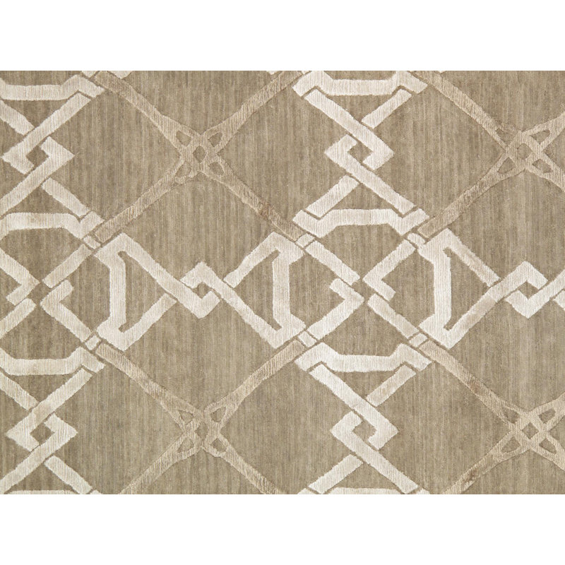 Modern Handmade Silk and Wool Abstract Area Rug