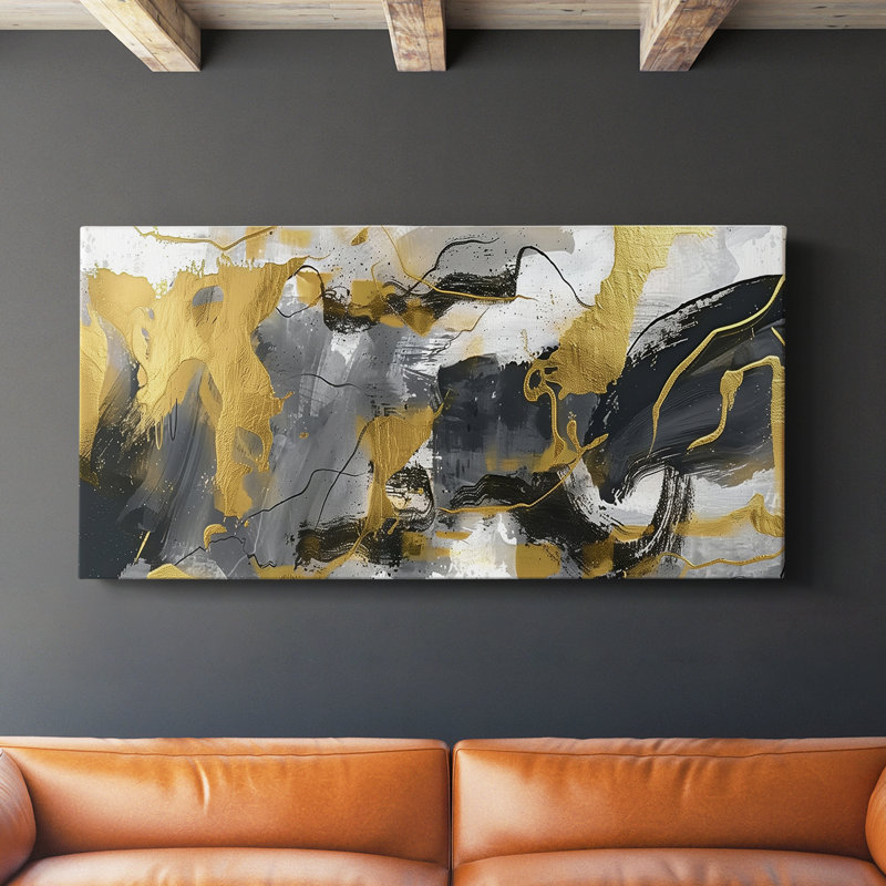Abstrait, série 9 # L III - Toile tendue avec châssis, H 16 po x l 32 po