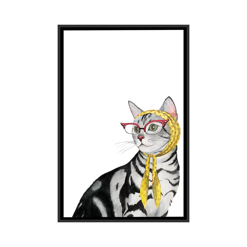 «Cool Cat III», impression sur toile, H 26 po x l 18 po x P 1,5 po, Toile avec cadre noir, Pas de tapis
