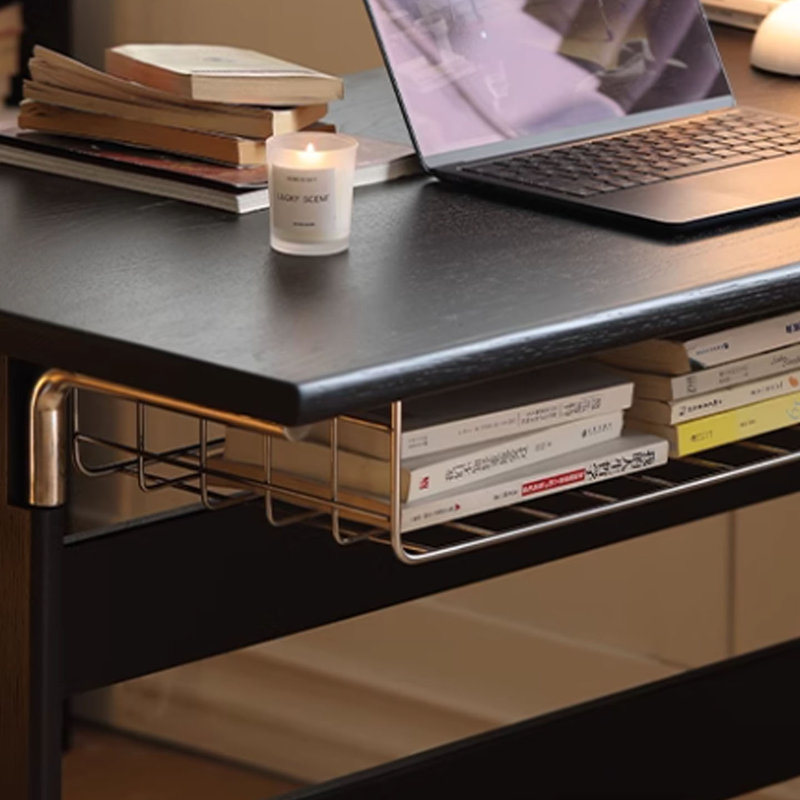 Petit bureau en bois massif noir et blanc, H 29,52 po x l 39,37 po x P 23,62 po