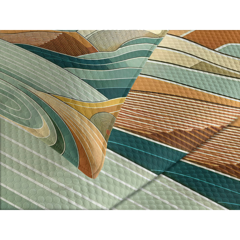 Abstract Coverlet, King Coverlet / Bedspread + 2 Standard Shams