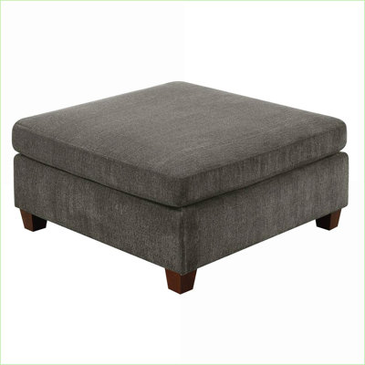 Ottoman, Contemporary Charcoal Gray Chenille Living Room Cocktail Ottoman 37x37x18H | Tan Brown Option | Wood Frame