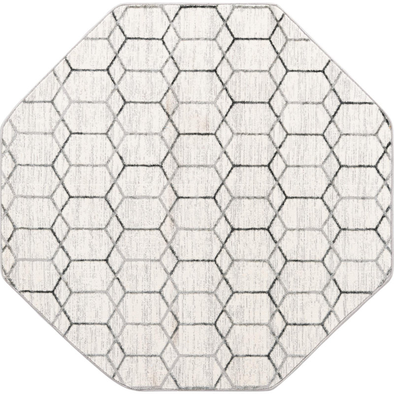 Tapis contemporain de couleur claire Eshin, Octogone 5 pi 3 po