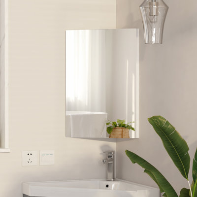 Stamo mm Wide mm H Corner Mirrored Cabinet with Mirror and 3
