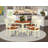3 Piece Dining Table Set for Small Spaces Contains a Round Kitchen Table with Pedestal and 2 Linen Fabric Kitchen Dining Chairs, 36x36 Inch, Buttermilk & Cherry-2040082902-2040086056-2040086057