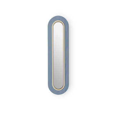 Applique murale super ovale en verre - DEL DIM0-10V - Ivoire mat - Placage de bois - Abat-jour bleu