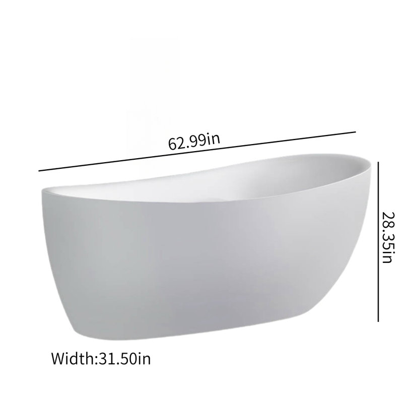 62.99'' W 28.35'' H Tub & Shower Kit, White
