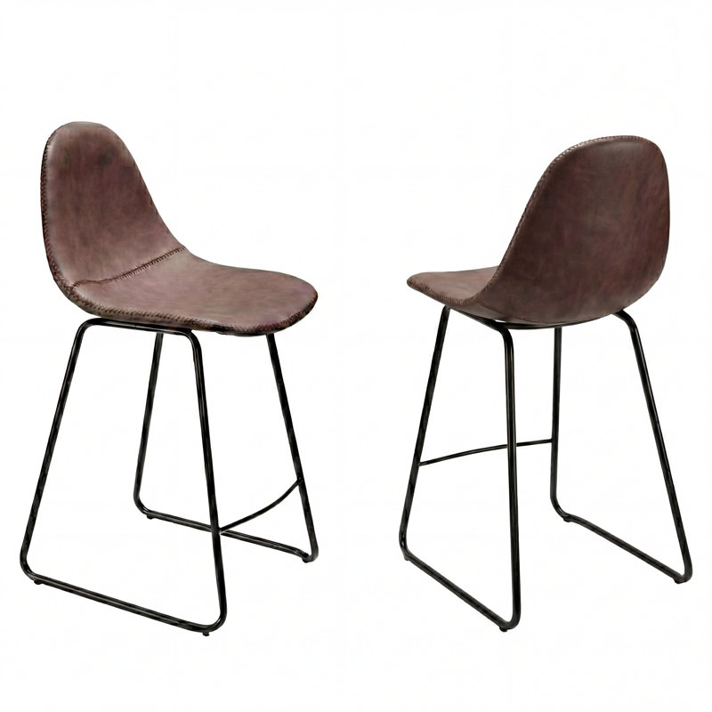 30" Barstool In Brown Faux Leather (Set Of 2), Bar Stool (30" Seat Height)