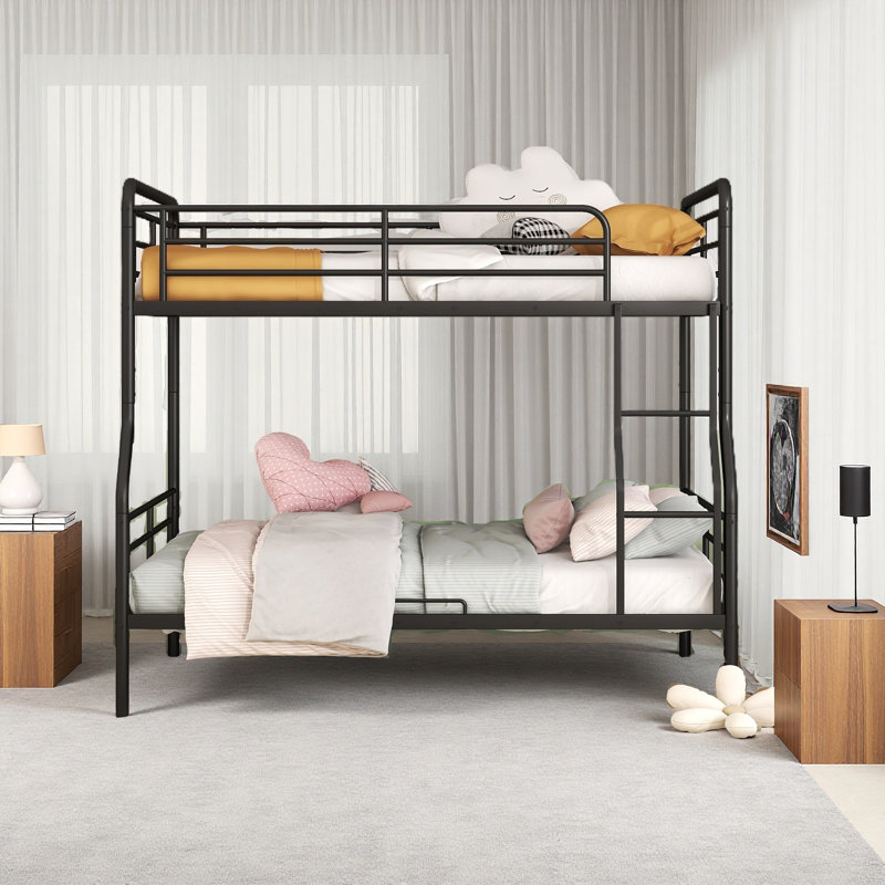 Full XL Over Queen Metal Bunk Bed, Black