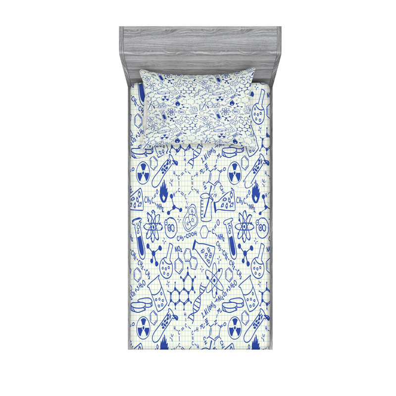 Microfiber Sheet Set, Twin XL Sheet Set with 1 Pillowcase, Blue/White No Pattern 4