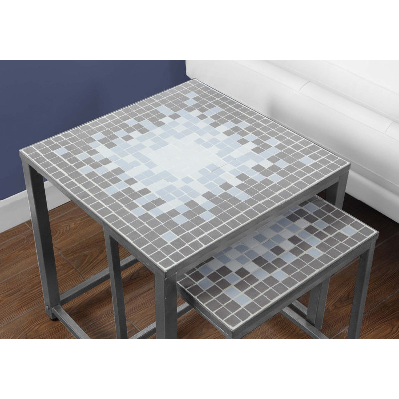 Ensemble de 2 tables gigognes, côté, bout, métal, pour le salon, la chambre à coucher