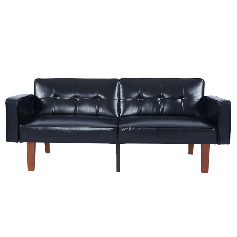 Convertible Futon Sofa Bed with Split Back and PU Leather