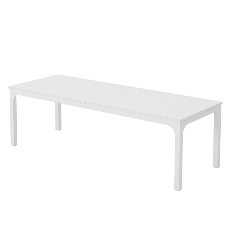 Lamekia Metal Base Dining Table, White, White