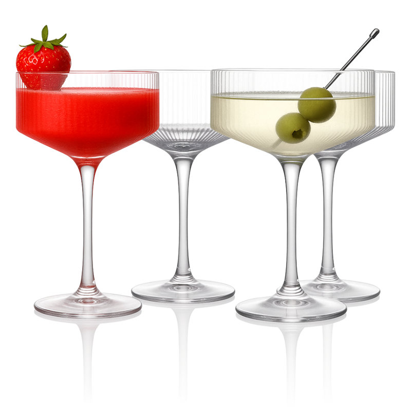 Clear Ribbed Martini Coupe Glass 9.5oz