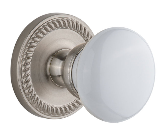 Rosette double Grandport Newport avec bouton de porte Hyde Park, Nickel satiné