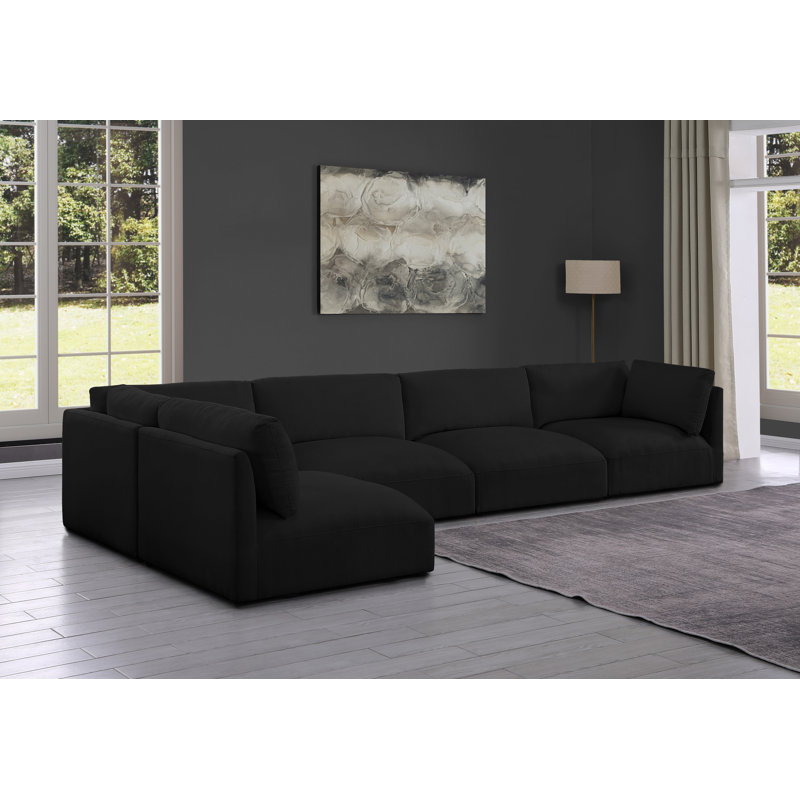 Canapé modulaire réversible de coin Ivelisse, Tissu de polyester noir