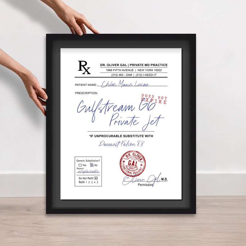 Oliver Gal RX-Luxury Private Jet Fashion - Luxury Shadowbox Framed Wall Art, 26" H x 22" W