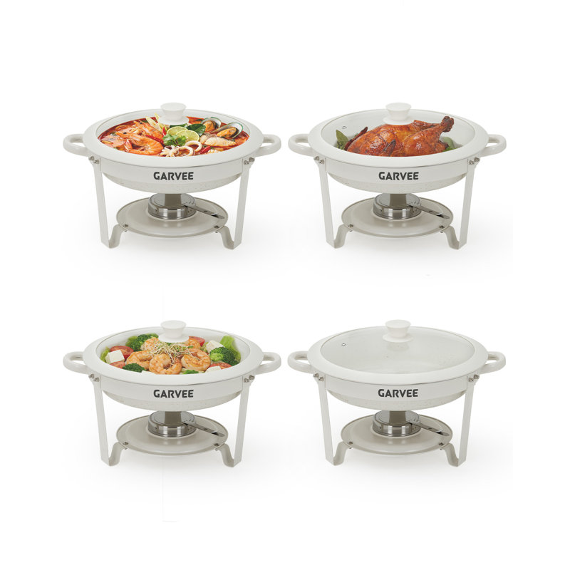Ensemble de buffet à vaisselle rond 5QT blanc du 2/4/6 pour les fêtes, les mariages, les restaurants et la restauration