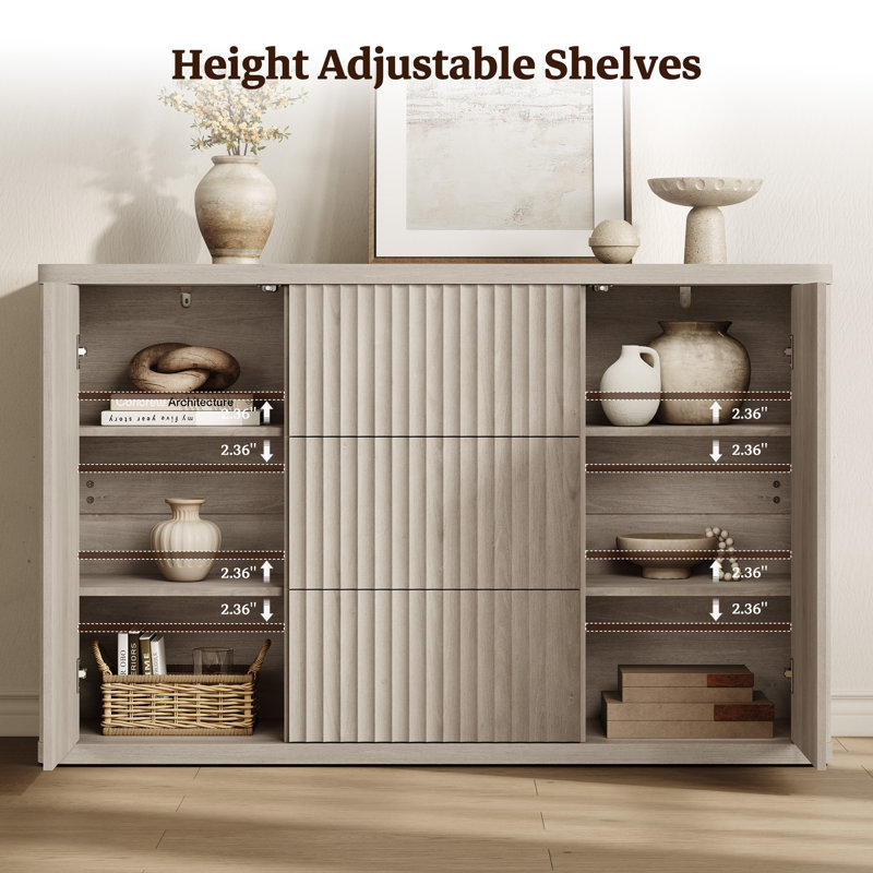 Armoire de rangement à buffet 54 po, Aulne gris foncé, 1
