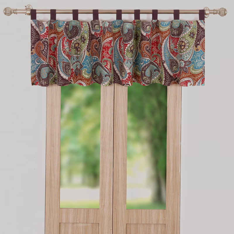 Paisley Tailored Window Valance, Red/Blue/Eggplant