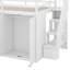 Lit mezzanine en bois pleine grandeur avec placards, armoires et tiroirs-430346785