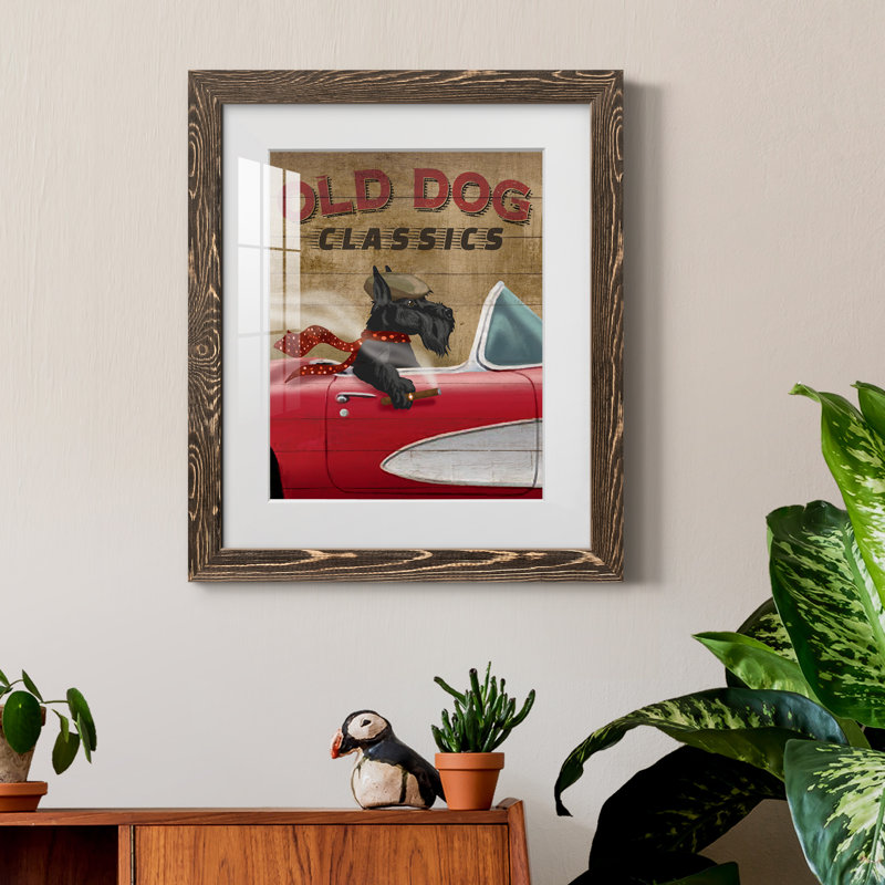 " Old Dog Classics ", Walnut Framed, 24" H x 18" W x 1.5" D