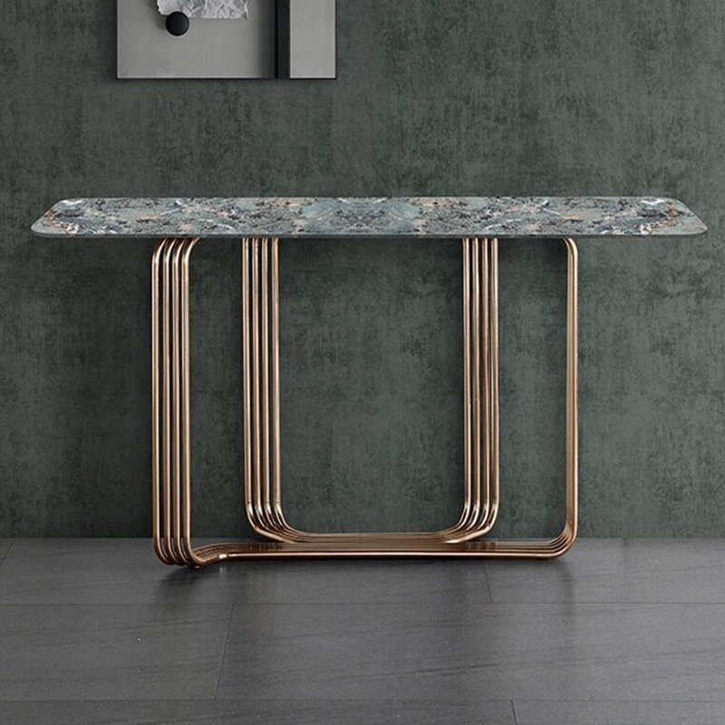 Console en métal de style italien, H 31,5 po x l 51 po x P 15,7 po, Brun / Bleu / Noir