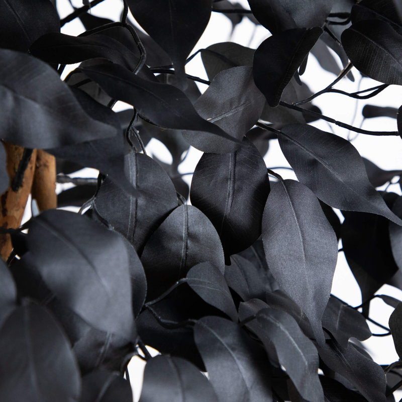 Ficus artificiel noir d'Halloween avec tronc naturel, H 84 po x l 32 po x P 32 po