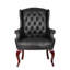 Fauteuil d'invité Saili, design traditionnel à oreilles, vinyle capitonné noir-117561240