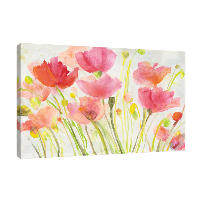 "Coquelicots fluorescents", toile tendue par Albena Hristova, H 40 po x l 60 po x P 1,5 po