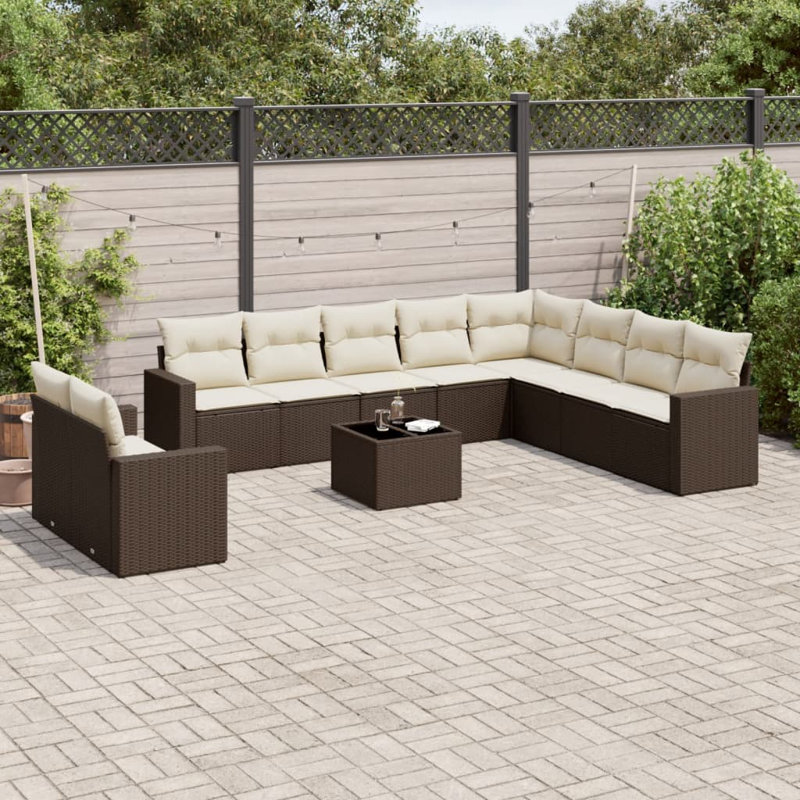 Vidaxl Garden Sofa Set Cream White, Brown