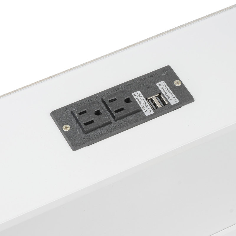 Lit superposé grand sur grand avec armoires de rangement et ports USB, Blanc